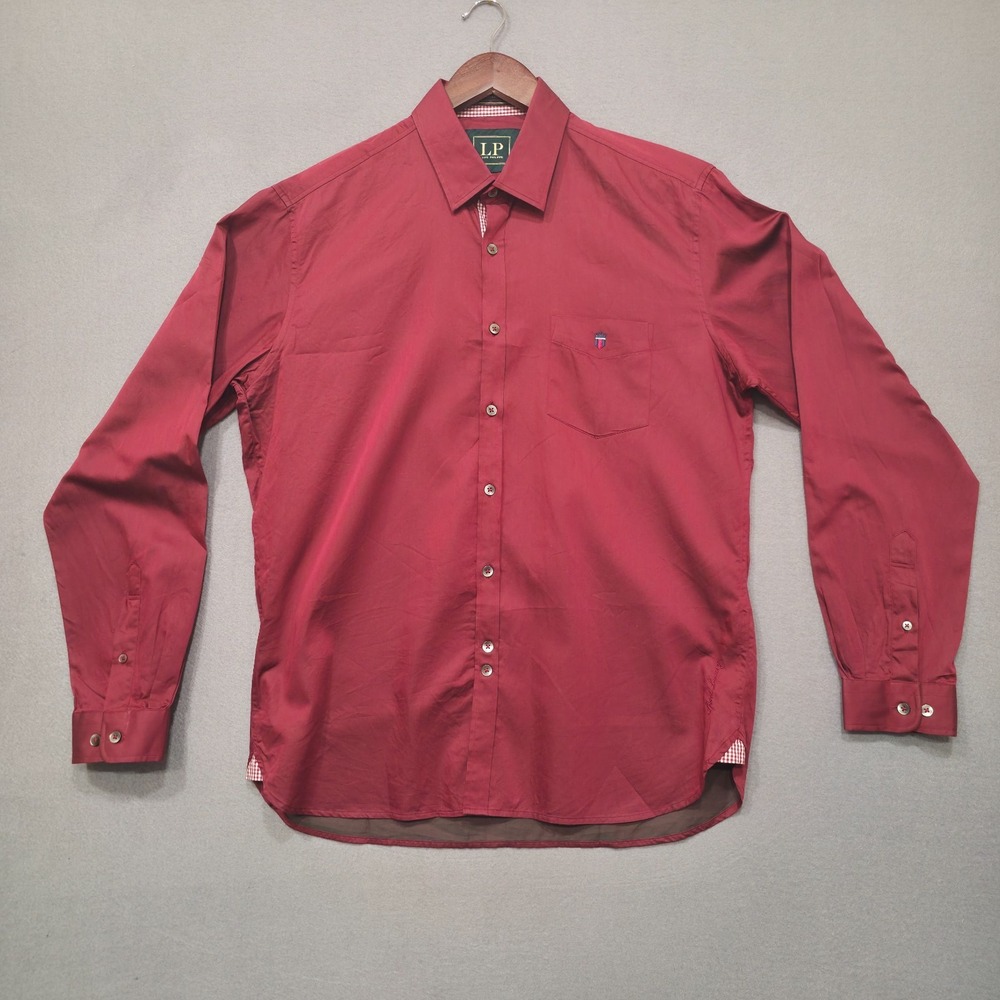 Louis Philippe Men's Red Sport Luxury Premium Cotton Long Sleeve Shirt Size 42